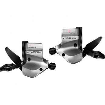 Шифтер SHIMANO CLARIS, 2400, ЛЕВ/ПР, 2X8СК, ТРОС+ОПЛЕТКА, ДЛЯ ПЛОСК. РУЛЯ